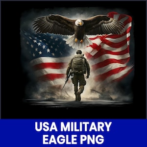 Military Eagle PNG, Patriotic Bald Eagle, Veteran Design (Printable)
