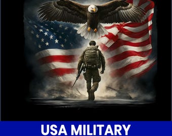 Military Eagle PNG, Patriotic Bald Eagle, Veteran Design (Printable)