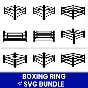 Boxningsring SVG-paket, Kampsportvektor, Gymdekor (Cricut, Silhouette)