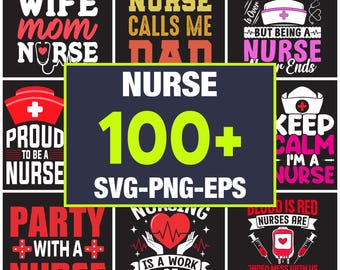 Paquete de imágenes PNG de la vida de enfermera, imágenes prediseñadas médicas, diseños para sublimación (descarga digital)