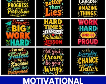 Motivational Quotes PNG Bundle, Inspirational Clipart (Digital Download)