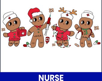 Funny Nurse Christmas Clipart PNG, Holiday Shirt Design (Digital File)