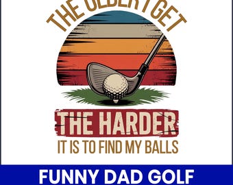 Divertido diseño PNG de papá jugando al golf, diseño retro para sublimación (descarga digital)