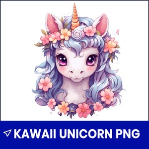 Kawaii Unicorn PNG, Cute Pastel Unicorn Clipart, Magical Horse Illustration, Cartoon Fantasy Art, Digital Download, Sublimation Graphic File
