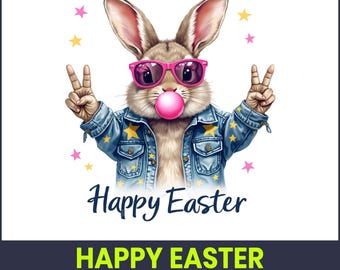 Feliz Pascua Conejo PNG, Clip art de conejo en acuarela (Descarga digital)