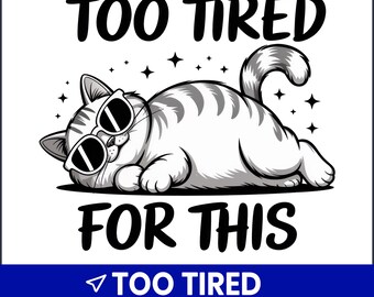 Lustige faule Katze PNG, schläfrige Feline Clipart (digitaler Download)