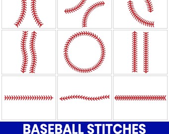Baseball Stitches SVG Bundle, Sports Stitch Clipart, Baseball Laces SVG, Seam PNG, Softball Stitch Designs, Cricut Silhouette Files