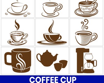 Coffee Cup SVG Bundle, Latte Clipart, Barista Designs (Digital Download)