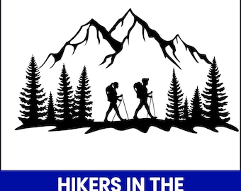 Hikers in Wilderness SVG, Mountain Trail Cut File