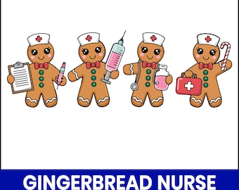 Gingerbread Nurse Christmas PNG, Holiday Clipart (Digital Download)