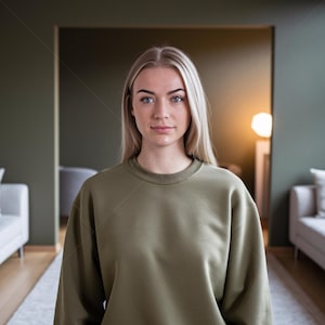 Gildan 18000 Military Green Sweatshirt Mockup, Flat Lay Crewneck Mockup, Gildan Mockup, Military Green Mockup, Sweatshirt PNG