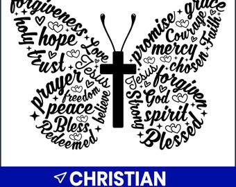 Butterfly Bible Verse SVG, Christian Faith Cut File (Digital Download)