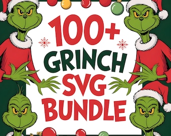 100+ Grinch SVG Bundle - Grinch Christmas SVG, Grinch Face Png, Grinch Silhouette, Holiday Clipart, Cricut and DIY Crafts, Digital Download