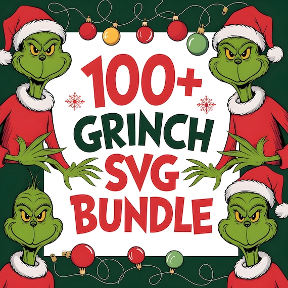 100+ Grinch SVG Bundle - Grinch Christmas SVG, Grinch Face Png, Grinch Silhouette, Holiday Clipart, Cricut and DIY Crafts, Digital Download