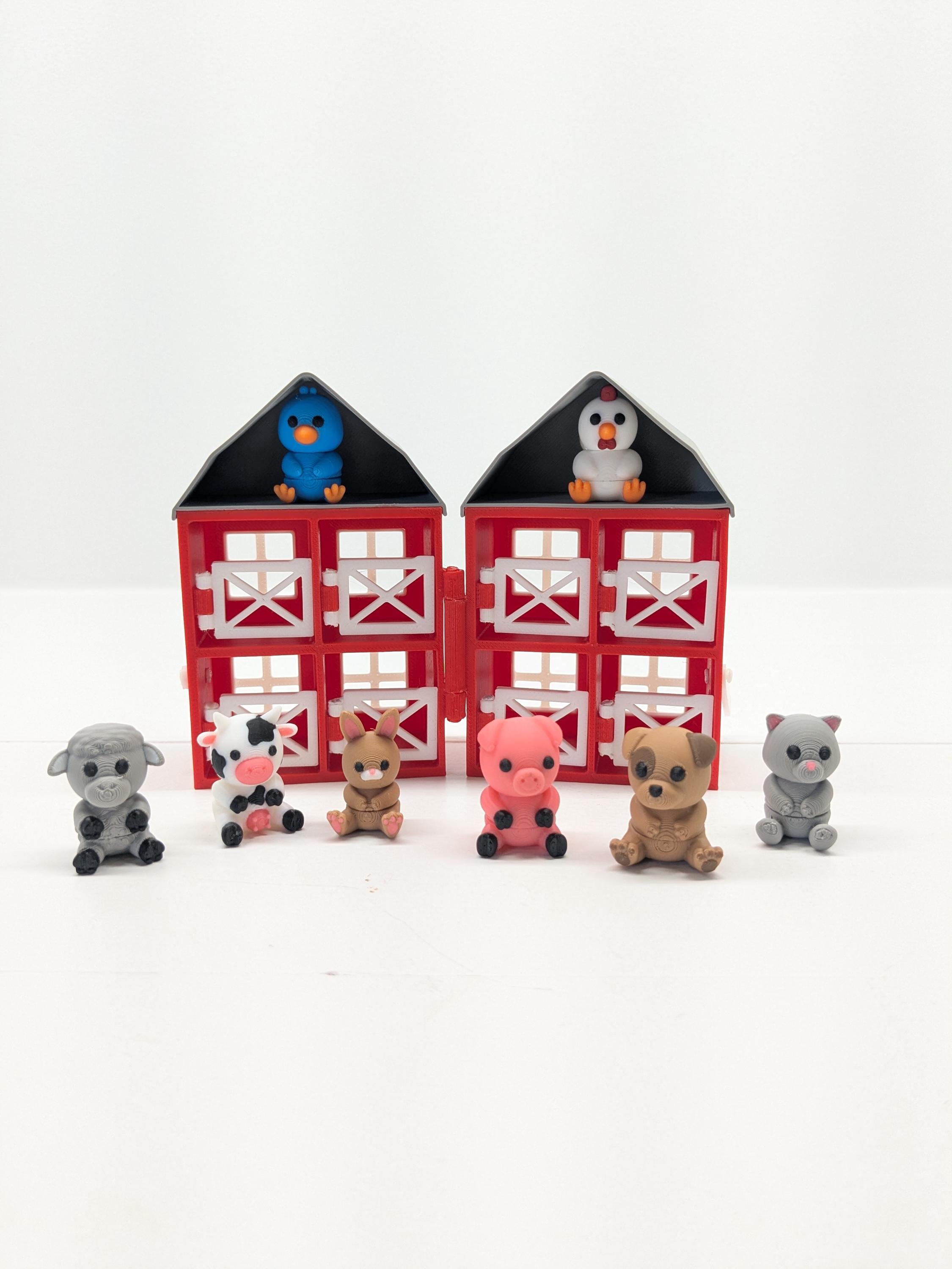 3D Printed Mini Barn Playset with Flexi Animals