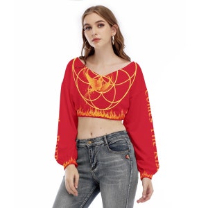 After The Burn Comes The Rise - Long Sleeve Crop Top (Red)