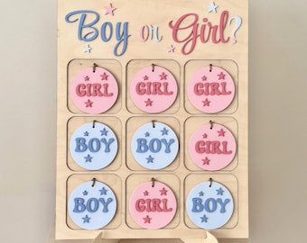 Tic Tac Toe Gender Reveal Game| Wooden Baby Shower Party Activity Board