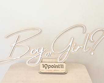 Boy or Girl? 3D Wooden Sign, Gender Reveal Baby Shower Backdrop