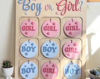 Tic Tac Toe Gender Reveal Game| Wooden Baby Shower Party Activity Board