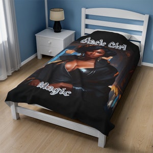 Black Girl Magic Velveteen Plush Blanket