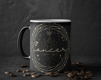 Krebs Sternzeichen Magie Tasse, Astrologie Geschenk, personalisierte Kaffeetasse, Sternzeichen Merchandise, einzigartiges Geburtstagsgeschenk