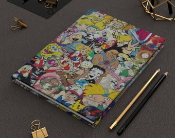 Cartoon Characters Collage Hardcover Journal | Matte Cover