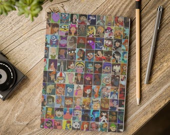 Cartoon Character Collage Journal | Softcover Notebook with Inside Prints
