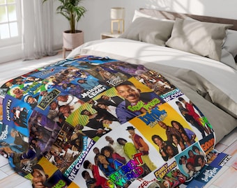 Retro TV Show Fleece Decke, Kuschelige Decke, Geschenk für TV Fans, Nostalgische Dekoration, Wohnzimmer Überwurf, 90er Jahre Sitcom Decke