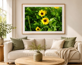 Yellow Wildflower Printable Wall Art, Cheerful Botanical Photography