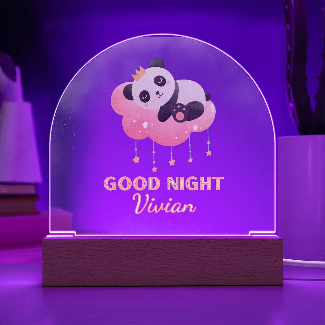 Customizable Night Light or Plaque Good Night Panda Night Light for