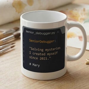 Personalized Senior Debugger Mug – Funny Coder Gift, Tech Office Decor