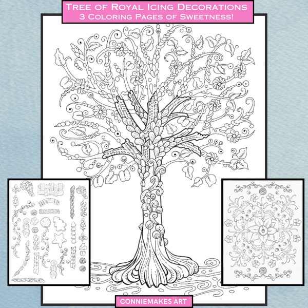 Tree of Sweet Royal Icing Decorations Coloring Pages (3)