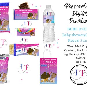 The Proud Family Kids Birthday Bundle, Baby Shower Party Favors, Gift bags, Water label, Juice Labels, Chips bags, Chocolate label, Skittles