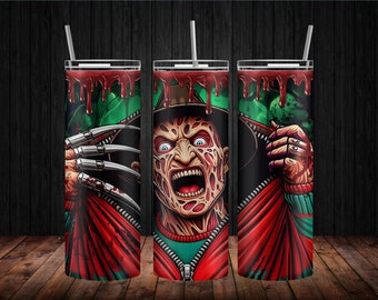 Freddy Krueger 20oz tumbler, Scary Halloween movie tumbler