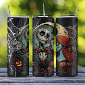 Alptraum vor Weihnachten 20 Unzen Edelstahl Becher, 20 Unzen Becher, Edelstahlbecher, Becher mit Deckel und Strohhalm Bild 1