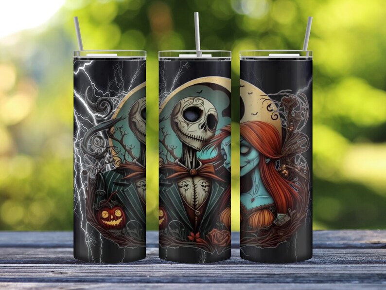 Alptraum vor Weihnachten 20 Unzen Edelstahl Becher, 20 Unzen Becher, Edelstahlbecher, Becher mit Deckel und Strohhalm Bild 1