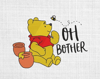 Oh Bother embroidery designs, yellow bear embroidery pattern, bear character machine embroidery designs,gift for her embroidery files trendy