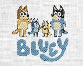 Happy Family embroidery designs, Family blue dog embroidery pattern, Family blue dog machine embroidery designs,Happy Family embroidery file