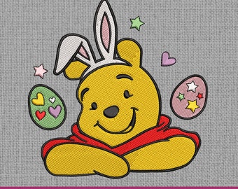 Yellow Bear Easter embroidery designs, Honey Bear Easter embroidery pattern, Yellow Bear Easter machine embroidery designs, Easter Gifts