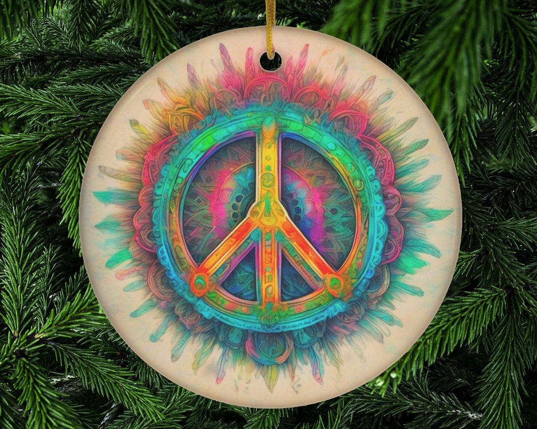 Peace Sign Ornament Christmas Ornament Christmas Tree Ornaments Ceramic
