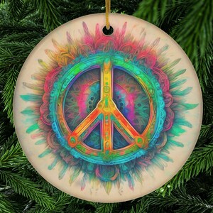 Peace Sign Ornament Christmas Ornament Christmas Tree Ornaments Ceramic Porcelain Christmas Decoration Peace Ornament Porcelain Ornament