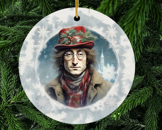 John Lennon Christmas Ornament Christmas Tree Ornament Ceramic Porcelain Christmas Decoration Porcelain Ornament Peace Love and Joy Etsy