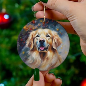 Golden Retriever Dog Christmas Ornament Ceramic Golden Retriever Portrait Christmas gift