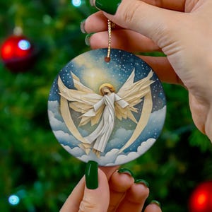 Angel Christmas Ornament Ceramic Porcelain Christmas Decoration Origami Paper art Papercraft Christmas Tree Ornament Angelic