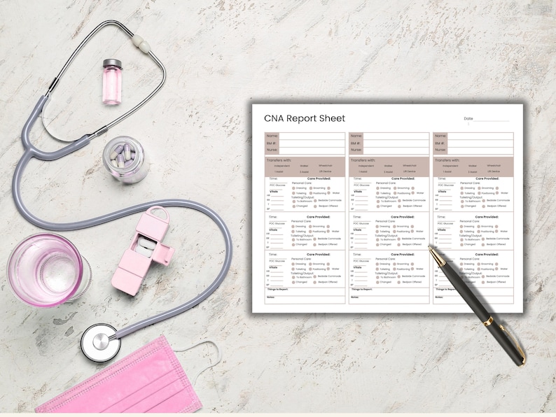 CNA Report Sheet, Certified Nursing Assistant Brain Checklist, Care ...