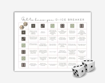 Icebreaker Get to Know You Game,  Dice Breaker Game for Adults, Conversation Starter for Parties, Couples, or Small Groups, Office Party