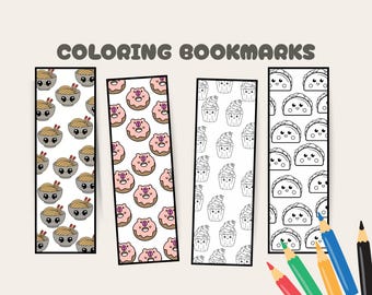 Coloring Bookmarks, Bookshelf Bookmark, Kawaii, Book Club, Bookish, Booktok, Bookshop Coloring, Adult Coloring, Book Lovers, Reading Gift.