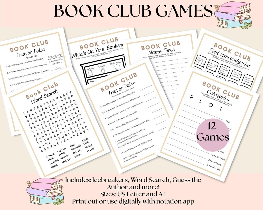 Book Club Games, Book Club Icebreakers, Host Game, Reading Group