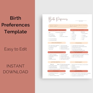 Geboortevoorkeuren, sjabloon geboorteplan, bewerkbaar geboorteplan, visueel geboorteplan, natuurlijke geboorte, bevalling, zwangerschap, doula