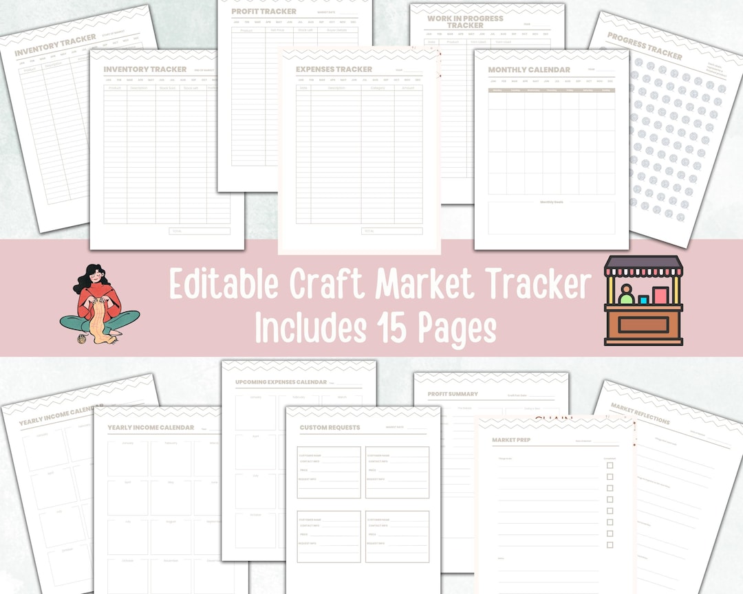 Editable Craft Market Trackers and Logs For: Inventory, Profit, Details ...